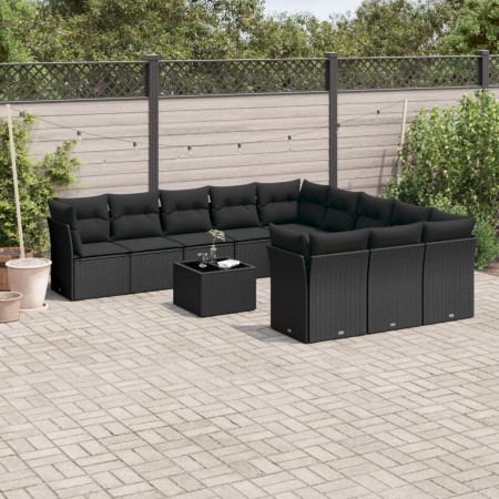 Set de sofás de jardín 12 piezas cojines ratán sintético negro de , Conjuntos de jardín - Ref: Foro24-3250254, Precio: 798,53...