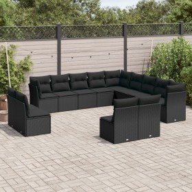 Set de sofás de jardín y cojines 13 pzas ratán sintético negro de , Conjuntos de jardín - Ref: Foro24-3250324, Precio: 828,61...