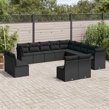 Set de sofás de jardín y cojines 13 pzas ratán sintético negro de , Conjuntos de jardín - Ref: Foro24-3250324, Precio: 828,61...