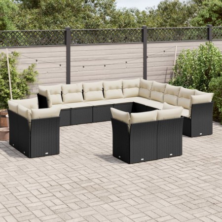 Set de sofás de jardín y cojines 13 pzas ratán sintético negro de , Conjuntos de jardín - Ref: Foro24-3250385, Precio: 862,04...