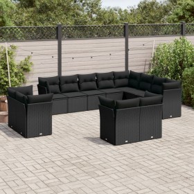 Set de sofás de jardín 12 piezas cojines ratán sintético negro de , Conjuntos de jardín - Ref: Foro24-3250364, Precio: 878,31...