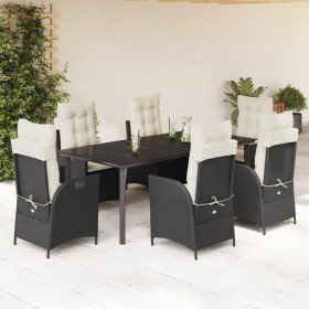Set de comedor de jardín 7 pzas y cojines ratán sintético negro en Conjuntos de jardín | Comprar online en Foru.es