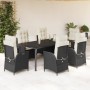 Set de comedor de jardín 7 pzas y cojines ratán sintético negro en Conjuntos de jardín | Comprar online en Foru.es