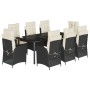 Set de comedor de jardín 9 pzas y cojines ratán sintético negro en Conjuntos de jardín | Comprar online en Foru.es