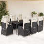 Set de comedor de jardín 9 pzas y cojines ratán sintético negro en Conjuntos de jardín | Comprar online en Foru.es