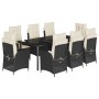Set de comedor de jardín 9 pzas y cojines ratán sintético negro en Conjuntos de jardín | Comprar online en Foru.es