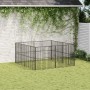 Corralito para perros con 8 paneles acero galvanizado negro de , Casetas para perros - Ref: Foro24-3209553, Precio: 205,11 €,...