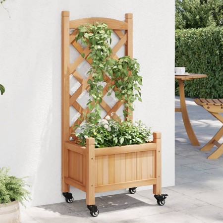 Jardinera con enrejado y ruedas madera maciza de abeto marrón de , Maceteros y jardineras - Ref: Foro24-3207644, Precio: 72,6...