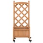 Jardinera con enrejado y ruedas madera maciza de abeto marrón de , Maceteros y jardineras - Ref: Foro24-3207644, Precio: 72,6...