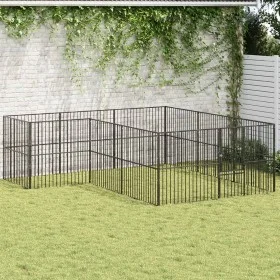 Corralito para perros con 12 paneles acero galvanizado negro de , Casetas para perros - Ref: Foro24-3209558, Precio: 282,80 €...