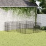 Corralito para perros con 12 paneles acero galvanizado negro de , Casetas para perros - Ref: Foro24-3209558, Precio: 294,20 €...