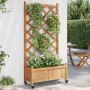 Jardinera con enrejado y ruedas madera maciza de abeto marrón de , Maceteros y jardineras - Ref: Foro24-3207650, Precio: 103,...