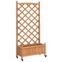 Jardinera con enrejado y ruedas madera maciza de abeto marrón de , Maceteros y jardineras - Ref: Foro24-3207650, Precio: 103,...