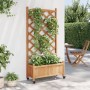 Jardinera con enrejado y ruedas madera maciza de abeto marrón de , Maceteros y jardineras - Ref: Foro24-3207650, Precio: 103,...