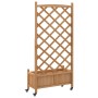 Jardinera con enrejado y ruedas madera maciza de abeto marrón de , Maceteros y jardineras - Ref: Foro24-3207650, Precio: 103,...