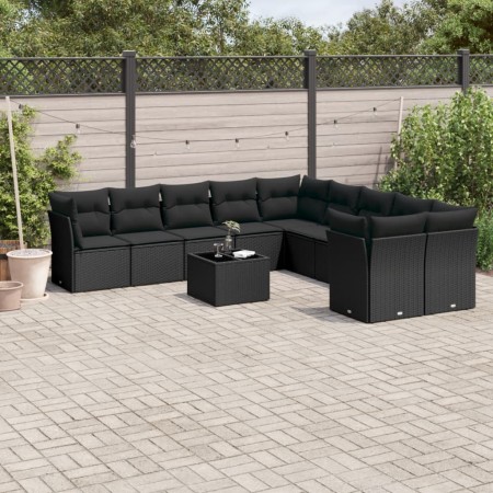 Set de sofás de jardín 11 pzas y cojines ratán sintético negro de , Conjuntos de jardín - Ref: Foro24-3218245, Precio: 677,94...