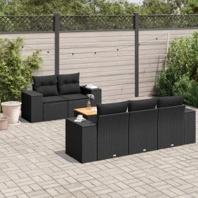 Set de sofás de jardín 6 piezas y cojines ratán sintético negro de , Conjuntos de jardín - Ref: Foro24-3225327, Precio: 516,2...