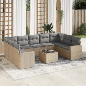 Gartensofa-Set mit beigen Kissen, 10-teilig, synthetisches Rattan von , Gartensets - Ref: Foro24-3219399, Preis: 606,06 €, Ra...