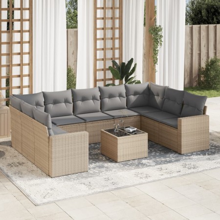 Juego de sofás jardín con cojines beige 10 pzas ratán sintético de , Conjuntos de jardín - Ref: Foro24-3219399, Precio: 586,1...