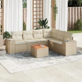 7-piece garden sofa set and beige synthetic rattan cushions by , Garden sets - Ref: Foro24-3225463, Price: 482,68 €, Discount: %