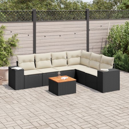 Set de comedor de jardín 7 pzas y cojines ratán sintético negro de , Conjuntos de jardín - Ref: Foro24-3225461, Precio: 392,7...