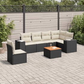 Set de comedor de jardín 7 pzas y cojines ratán sintético negro de , Conjuntos de jardín - Ref: Foro24-3225468, Precio: 392,7...