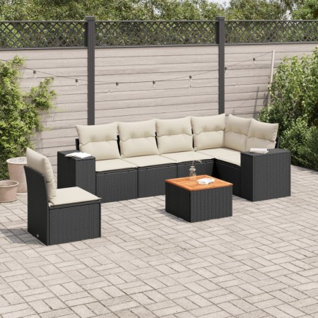 Set de comedor de jardín 7 pzas y cojines ratán sintético negro de , Conjuntos de jardín - Ref: Foro24-3225468, Precio: 392,7...