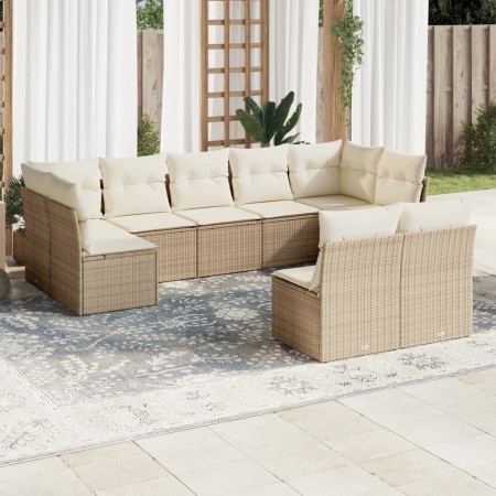 Set de sofás de jardín 9 pzas con cojines ratán sintético beige de , Conjuntos de jardín - Ref: Foro24-3218148, Precio: 586,8...