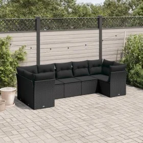 Set de comedor de jardín 7 pzas y cojines ratán sintético negro de , Conjuntos de jardín - Ref: Foro24-3218115, Precio: 488,8...