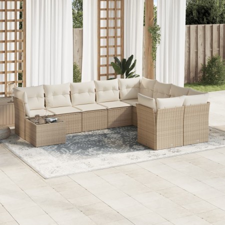 Juego de sofás jardín con cojines beige 10 pzas ratán sintético de , Conjuntos de jardín - Ref: Foro24-3218188, Precio: 646,3...