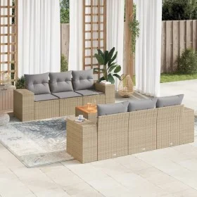 Set sofás de jardín 7 piezas y cojines ratán sintético beige de , Conjuntos de jardín - Ref: Foro24-3225338, Precio: 486,36 €...