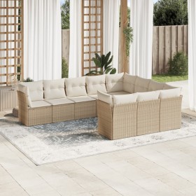 Juego de sofás jardín con cojines beige 10 pzas ratán sintético de , Conjuntos de jardín - Ref: Foro24-3218218, Precio: 645,8...