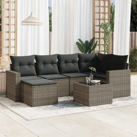 Set de sofás de jardín 7 piezas con cojines ratán PE gris de , Conjuntos de jardín - Ref: Foro24-3219260, Precio: 407,49 €, D...