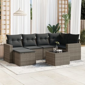 Set de sofás de jardín 7 piezas con cojines ratán PE gris de , Conjuntos de jardín - Ref: Foro24-3219260, Precio: 406,68 €, D...