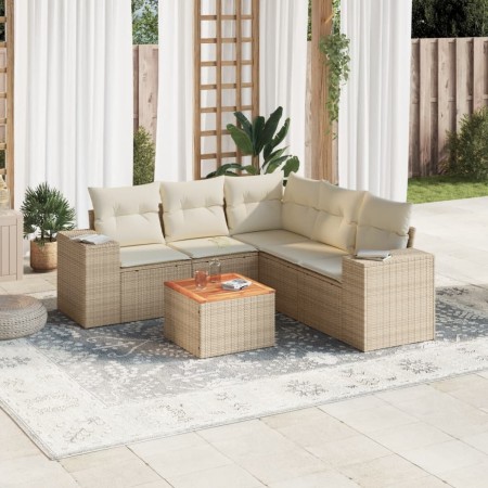 Juego de sofás jardín con cojines 6 pzas ratán sintético beige de , Conjuntos de jardín - Ref: Foro24-3225442, Precio: 414,07...