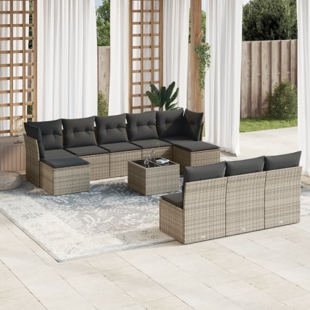 Set de sofás de jardín 11 pzas y cojines ratán sintético gris de , Conjuntos de jardín - Ref: Foro24-3218300, Precio: 577,98 ...