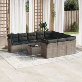 Set de sofás de jardín 11 pzas y cojines ratán sintético gris de , Conjuntos de jardín - Ref: Foro24-3218230, Precio: 636,04 ...