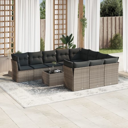 Set de sofás de jardín 11 pzas y cojines ratán sintético gris de , Conjuntos de jardín - Ref: Foro24-3218230, Precio: 636,04 ...