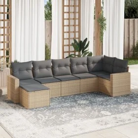 Set sofás de jardín 7 piezas y cojines ratán sintético beige de , Conjuntos de jardín - Ref: Foro24-3219269, Precio: 428,39 €...