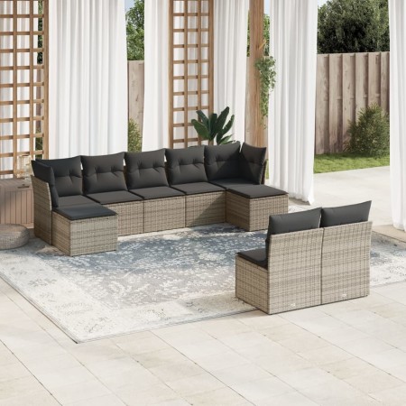 Set de muebles de jardín 9 pzas y cojines ratán sintético gris de , Conjuntos de jardín - Ref: Foro24-3218270, Precio: 478,74...