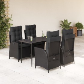 Set de muebles jardín 5 pzas con cojines ratán sintético negro en Conjuntos de jardín | Comprar online en Foru.es