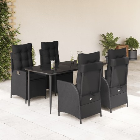 Set de muebles jardín 5 pzas con cojines ratán sintético negro en Conjuntos de jardín | Comprar online en Foru.es