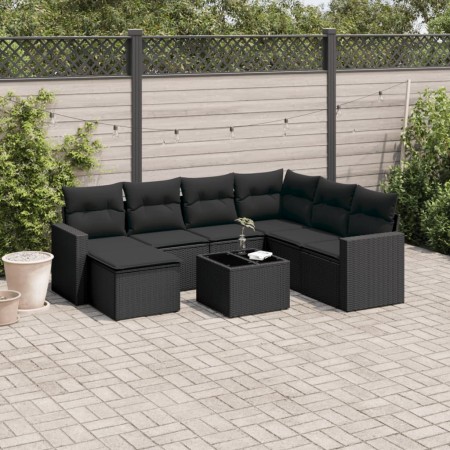 Set de sofás de jardín 8 piezas y cojines ratán sintético negro de , Conjuntos de jardín - Ref: Foro24-3219295, Precio: 481,6...