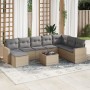 Set de sofás de jardín 9 pzas con cojines ratán sintético beige de , Conjuntos de jardín - Ref: Foro24-3219359, Precio: 519,3...