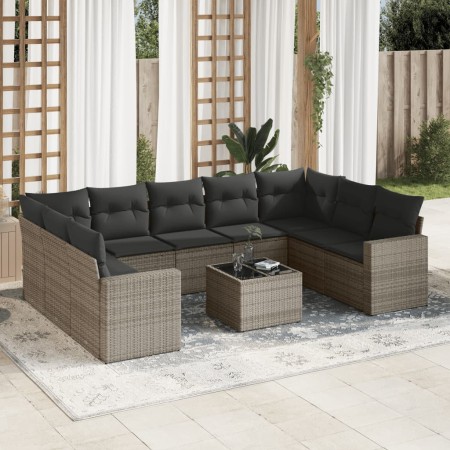 Set de sofás de jardín 10 pzas con cojines ratán sintético gris de , Conjuntos de jardín - Ref: Foro24-3219400, Precio: 577,4...