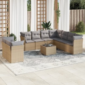 Juego de sofás jardín con cojines beige 10 pzas ratán sintético de , Conjuntos de jardín - Ref: Foro24-3249688, Precio: 671,6...