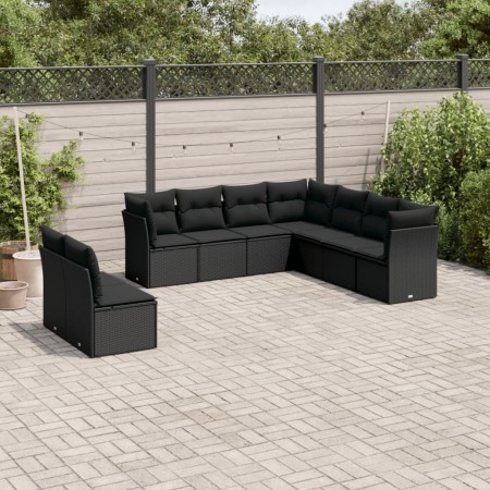 Set de sofás de jardín 8 piezas y cojines ratán sintético negro de , Conjuntos de jardín - Ref: Foro24-3249674, Precio: 631,5...