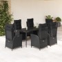 Set de comedor de jardín 7 pzas y cojines ratán sintético negro en Conjuntos de jardín | Comprar online en Foru.es