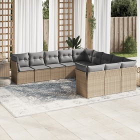 Set de sofás de jardín 11pzas con cojines ratán sintético beige de , Conjuntos de jardín - Ref: Foro24-3250248, Precio: 696,2...