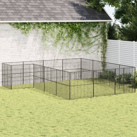 Corralito para perros con 16 paneles acero galvanizado negro de , Casetas para perros - Ref: Foro24-3209559, Precio: 390,39 €...